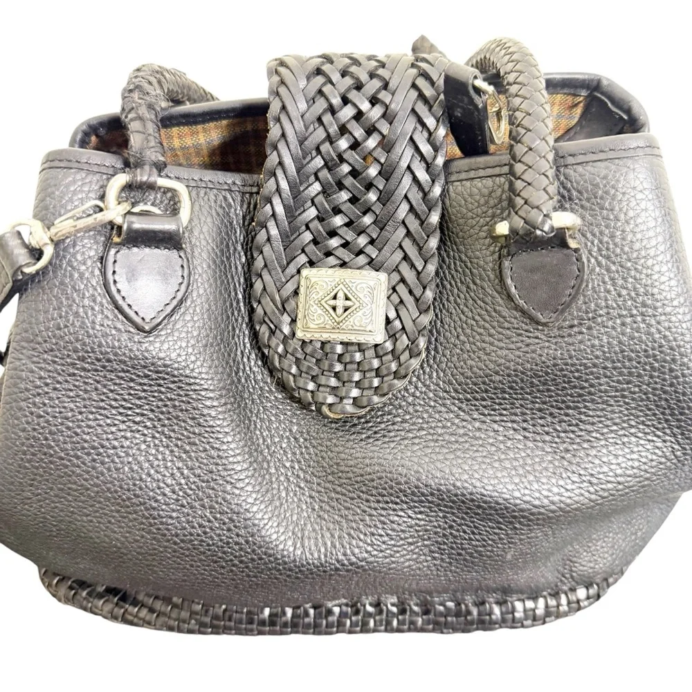Brighton Vintage Leather Woven Satchel‎ Black